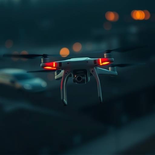 Dron volando durante una filmación aérea.